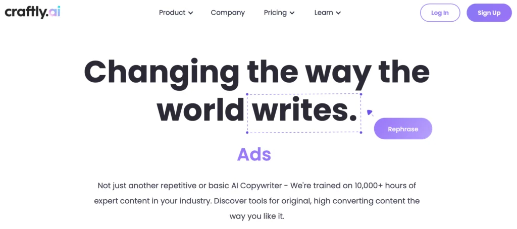 40 Outils d'IA pour Gagner en Temps et en Efficacité 8 Craftly - Libérez votre créativité avec Craftly AI