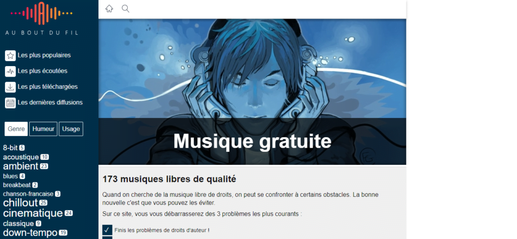 Auboutdufil, Une banque de son gratuite et libre de droit
